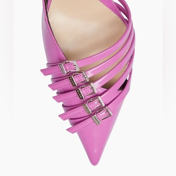 GUCCI | PRICE FIRM💲💥
75MM Hot Pink Leather Seraphine Buckle Slingback Pump - Picture 5 of 13